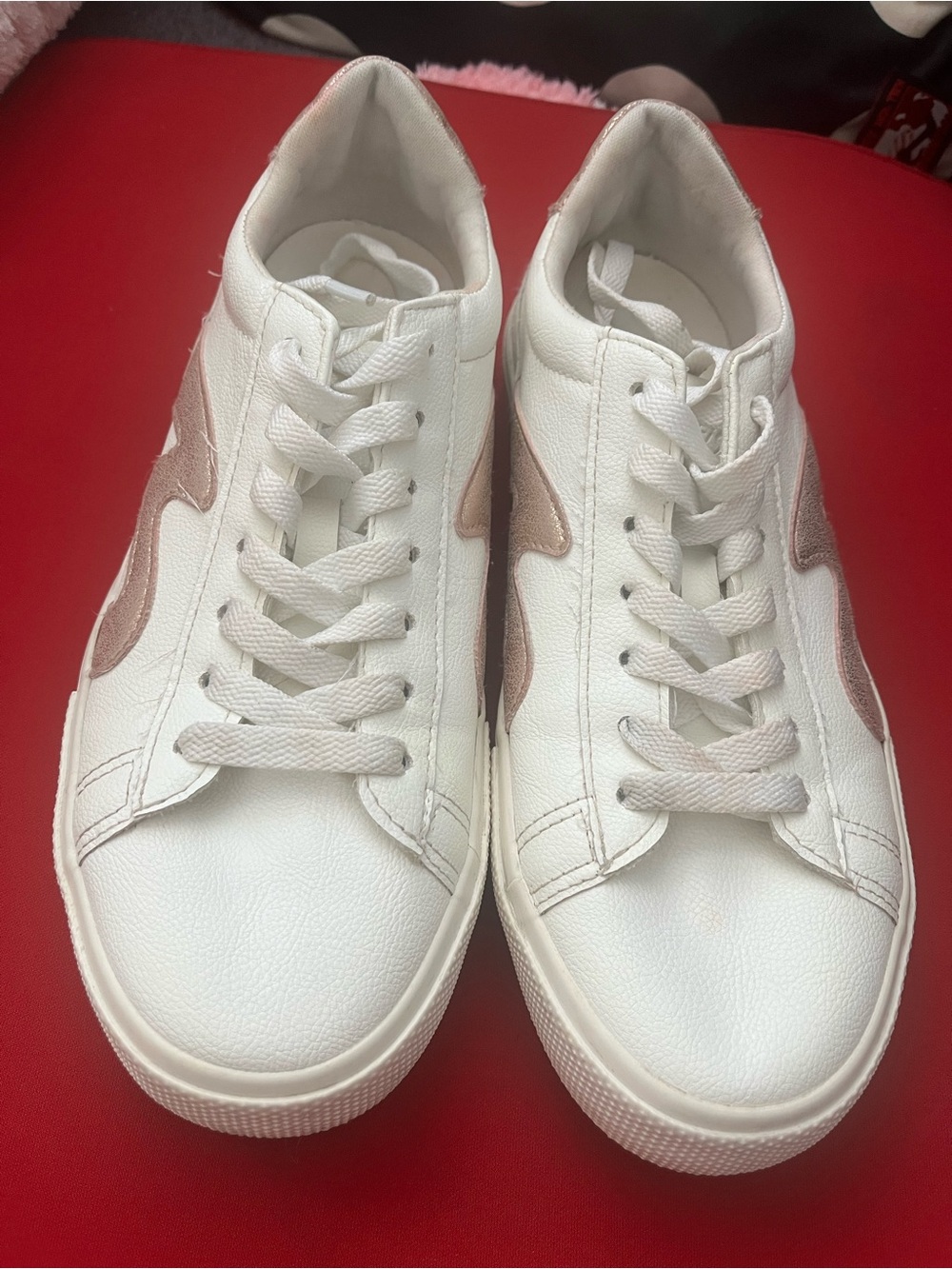 Blowfish Malibu White & Rose Gold Metallic Sneakers Size 38 (US 7.5/8)